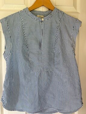 J. Crew women’s Blue and White Striped Sleeveless Shirt